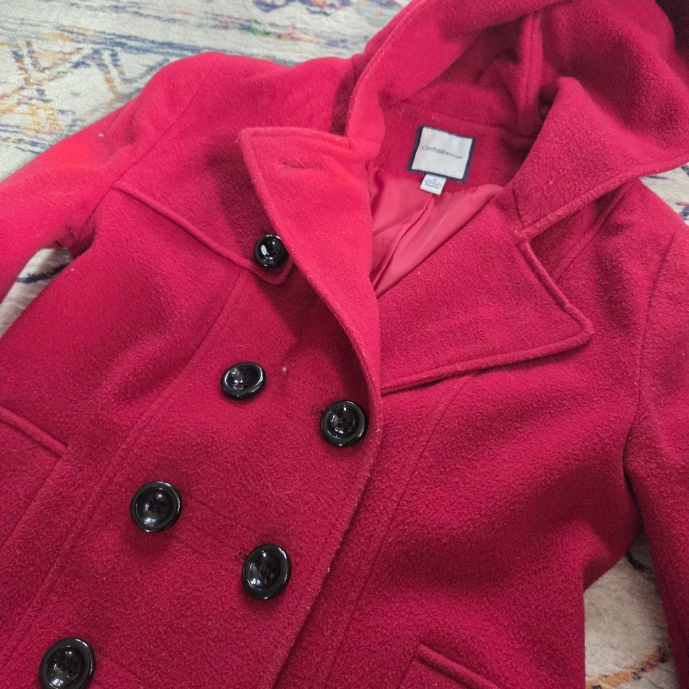 Croft & Barrow Wool Hoodie Peacoat, Size Small